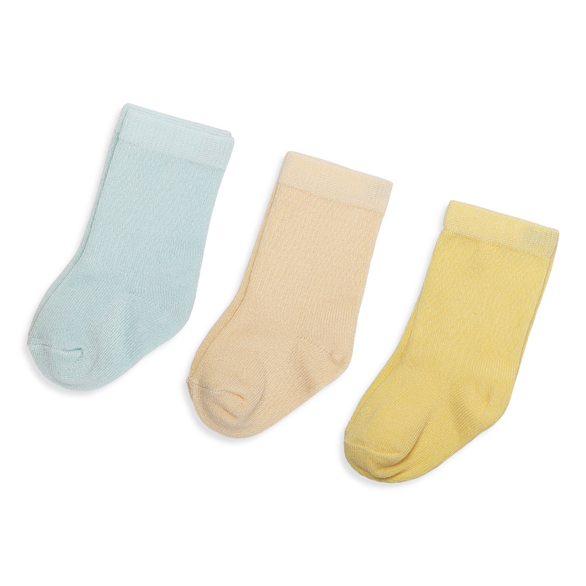 Baby Unisex Blue Beige And Yellow Cotton Socks