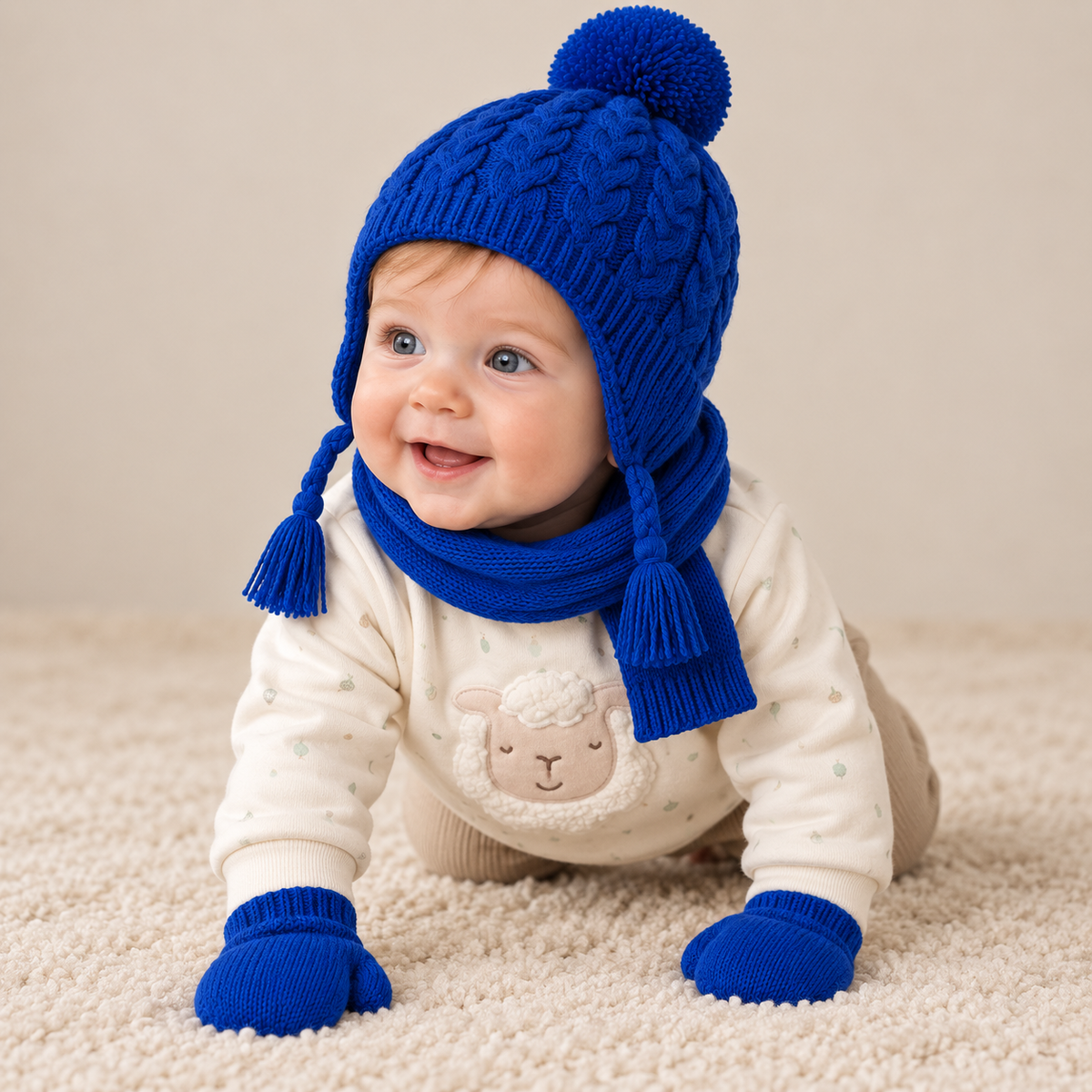 Baby Boys Blue Accessories Set Pack Of Four Regular Fit