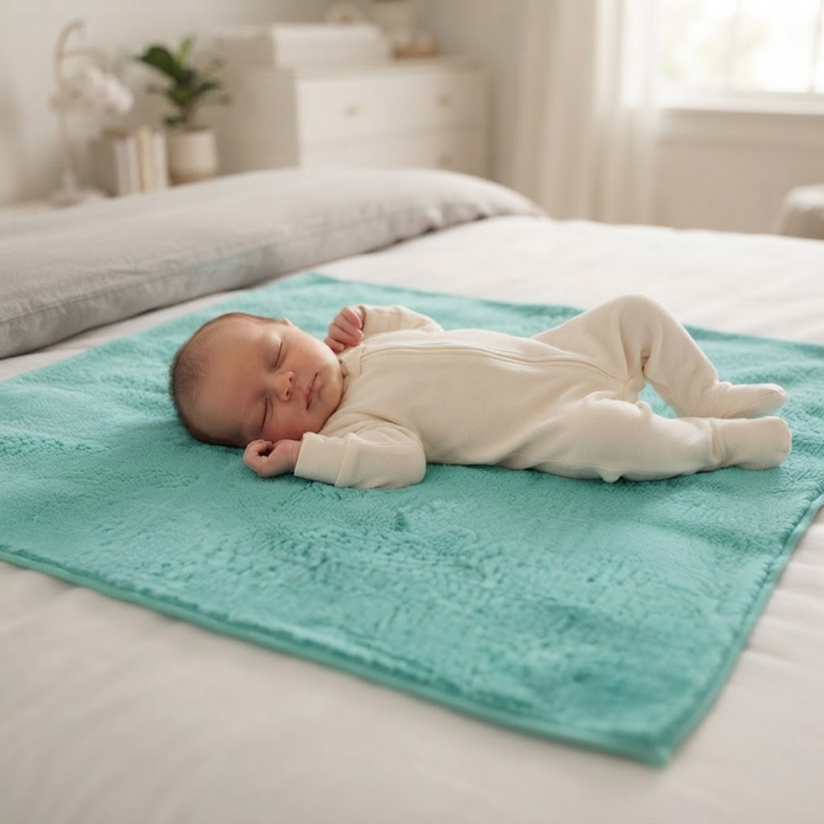 Baby Aqua Green Cotton Waterproof Bed Protector Sheet Soft and Reusable