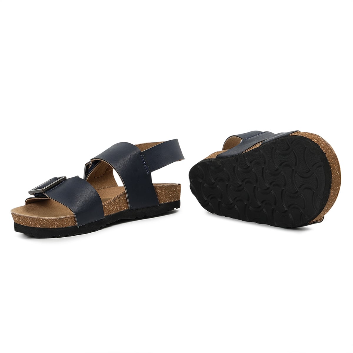 Baby Boys Navy Blue PU Solid Sandals with Adjustable Straps Regular Fit Casual Wear