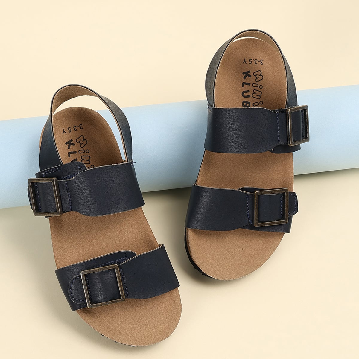 Baby Boys Navy Blue PU Solid Sandals with Adjustable Straps Regular Fit Casual Wear