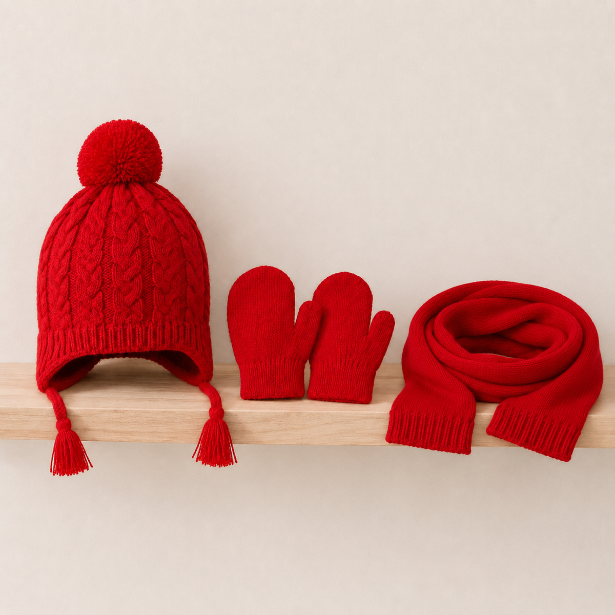 Baby Girls Red Accessories Set Pack Of Four Regular Fit