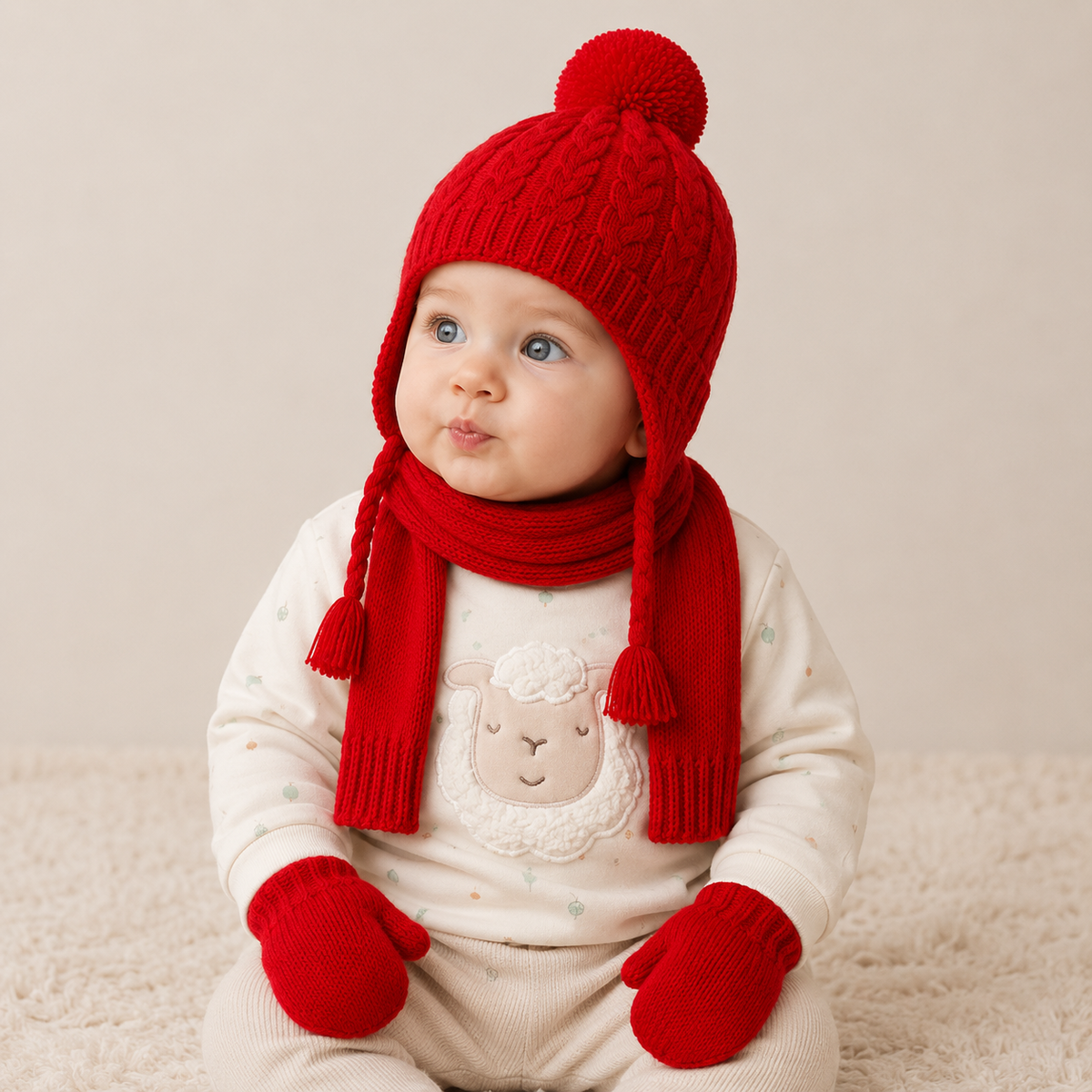 Baby Girls Red Accessories Set Pack Of Four Regular Fit