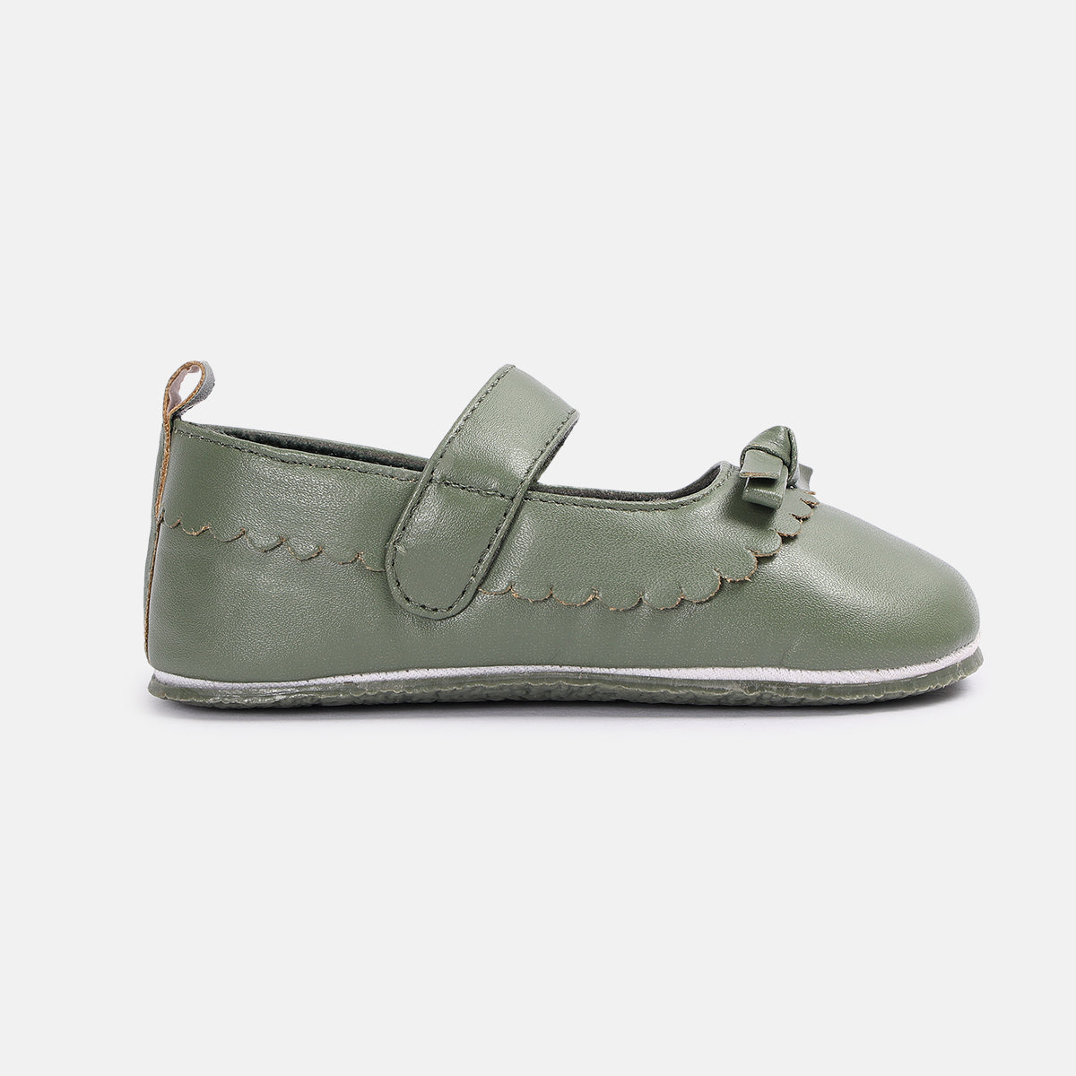 Baby Girls Soft Sole Mary Jane Shoes with Bow Detail, Green