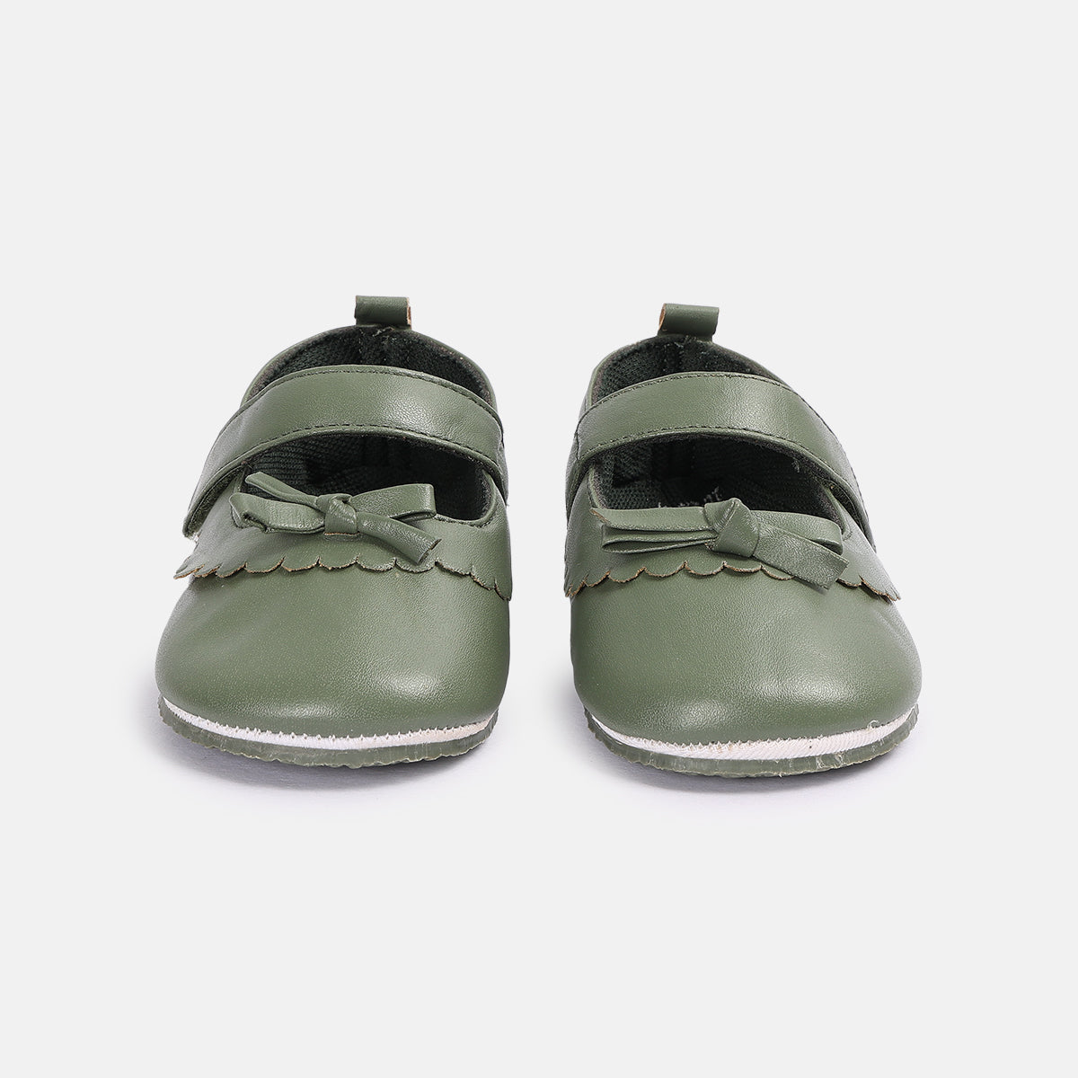 Baby Girls Soft Sole Mary Jane Shoes with Bow Detail, Green