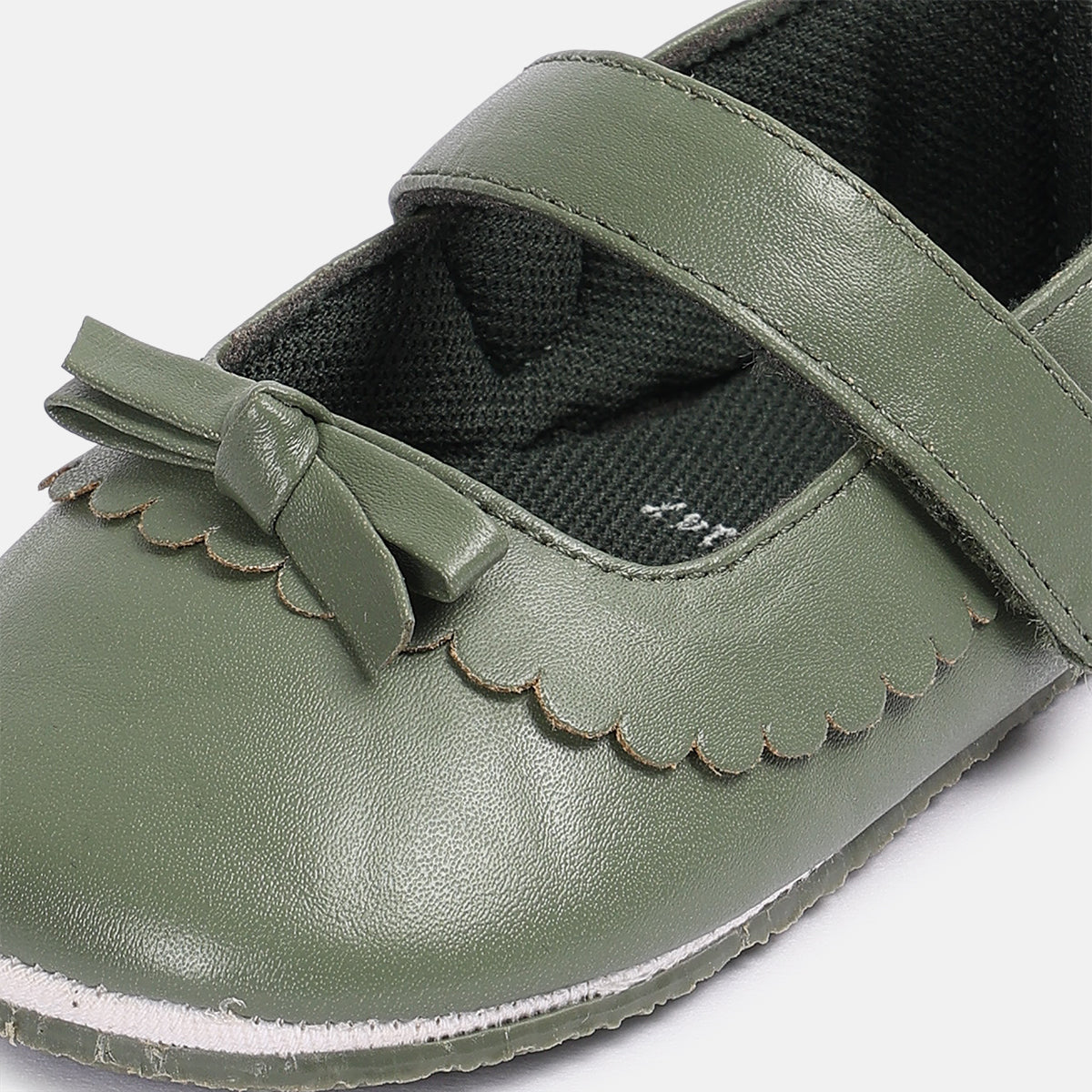 Baby Girls Soft Sole Mary Jane Shoes with Bow Detail, Green