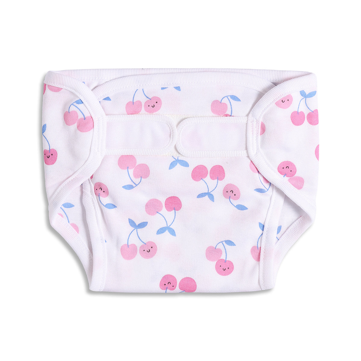 Baby Girls White and Lavender Printed Hook-and-Loop Nappy Pack of 3 Regular Fit Daily Wear Innerwear