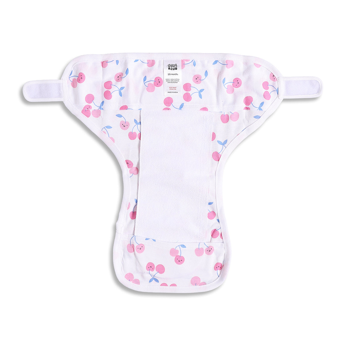 Baby Girls White and Lavender Printed Hook-and-Loop Nappy Pack of 3 Regular Fit Daily Wear Innerwear