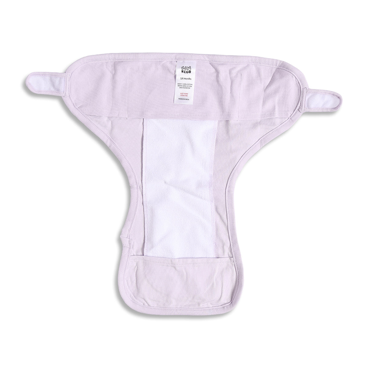 Baby Girls White and Lavender Printed Hook-and-Loop Nappy Pack of 3 Regular Fit Daily Wear Innerwear