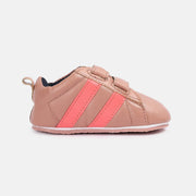 Baby Girls Stripe Detail Soft Sole Shoes, Peach