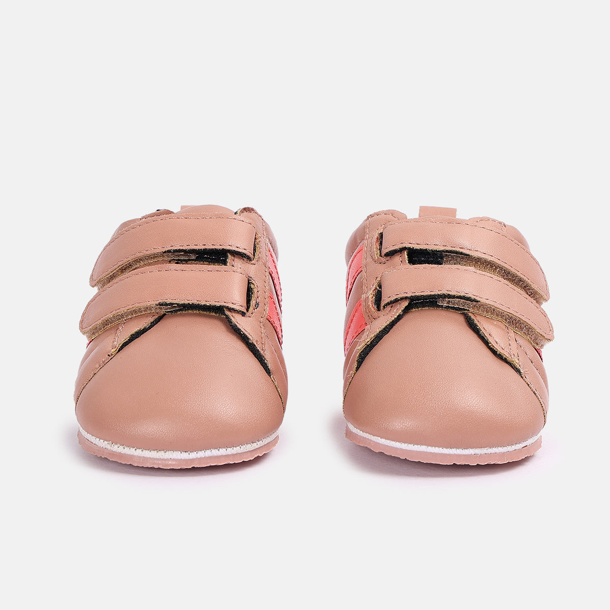 Baby Girls Stripe Detail Soft Sole Shoes, Peach