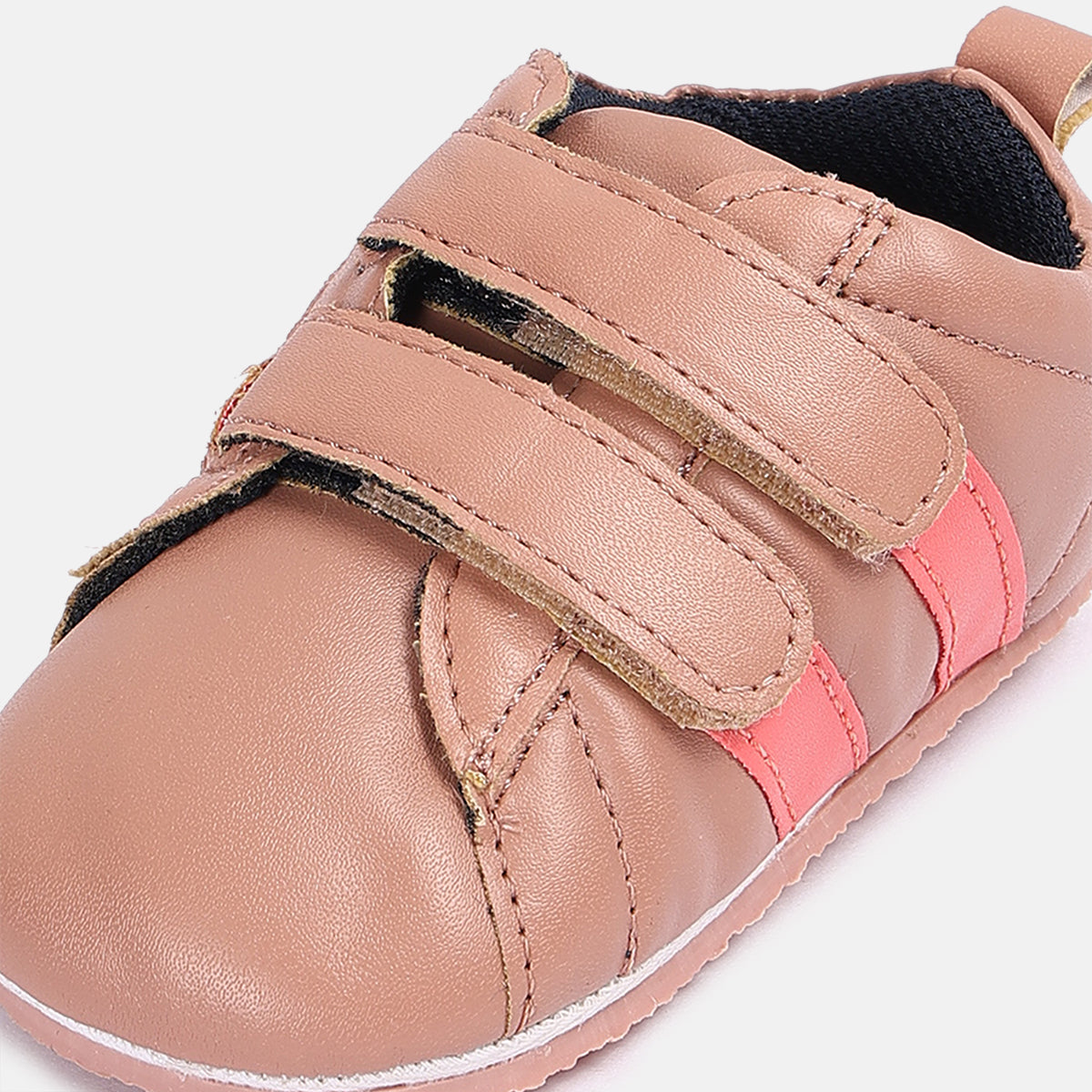Baby Girls Stripe Detail Soft Sole Shoes, Peach
