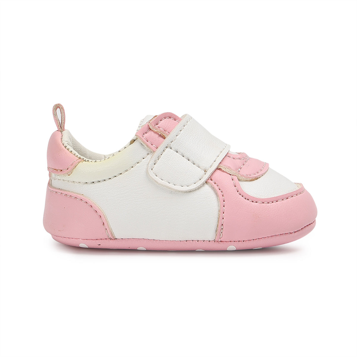 Baby Girls Colourblock Soft Sole Shoes, Pink and White