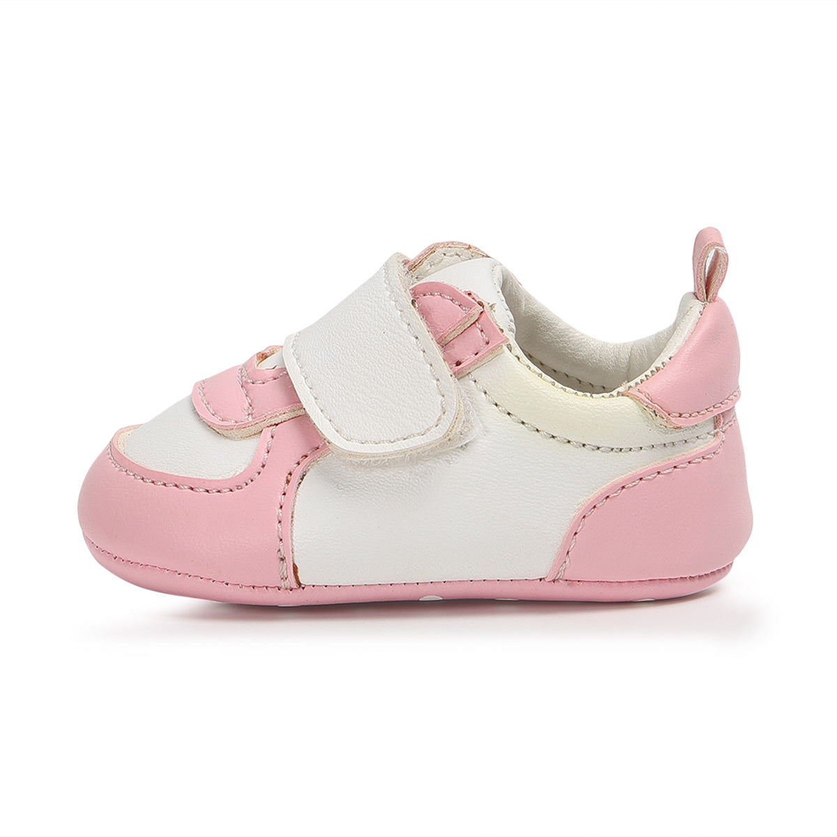 Baby Girls Colourblock Soft Sole Shoes, Pink and White