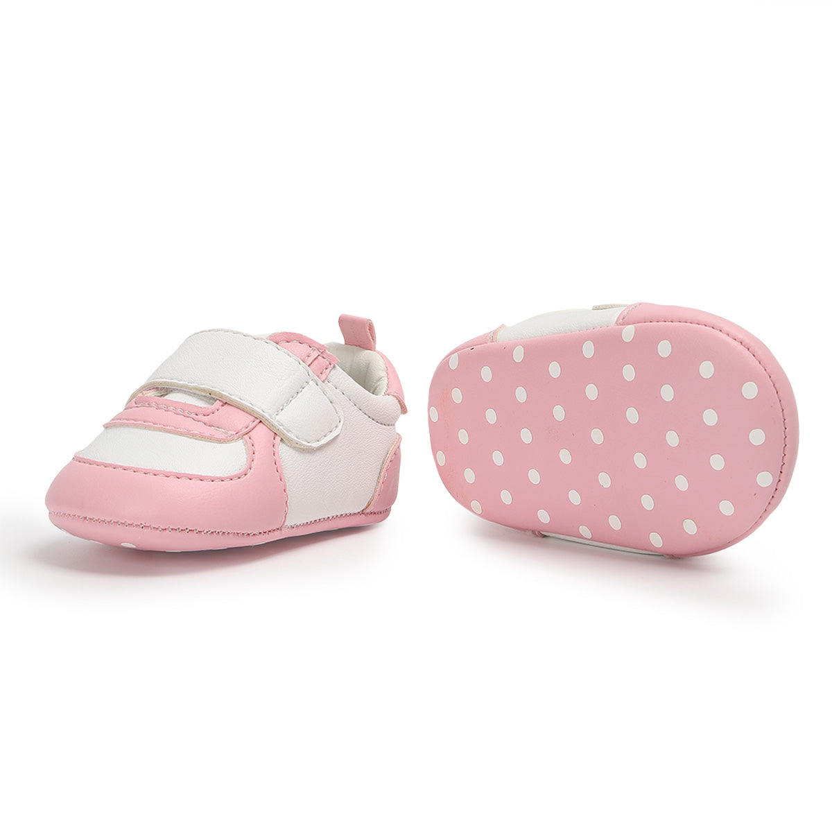 Baby Girls Colourblock Soft Sole Shoes, Pink and White