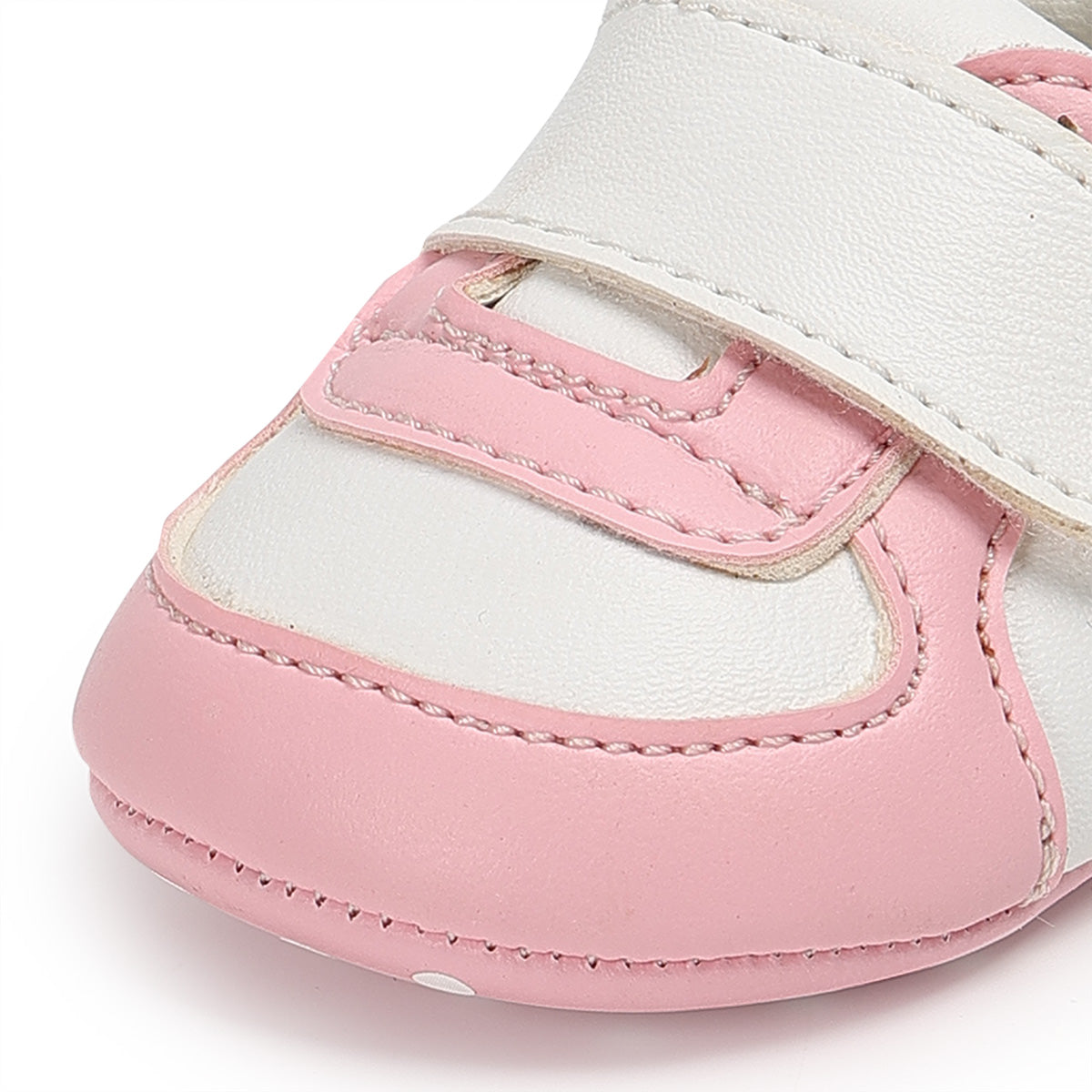 Baby Girls Colourblock Soft Sole Shoes, Pink and White