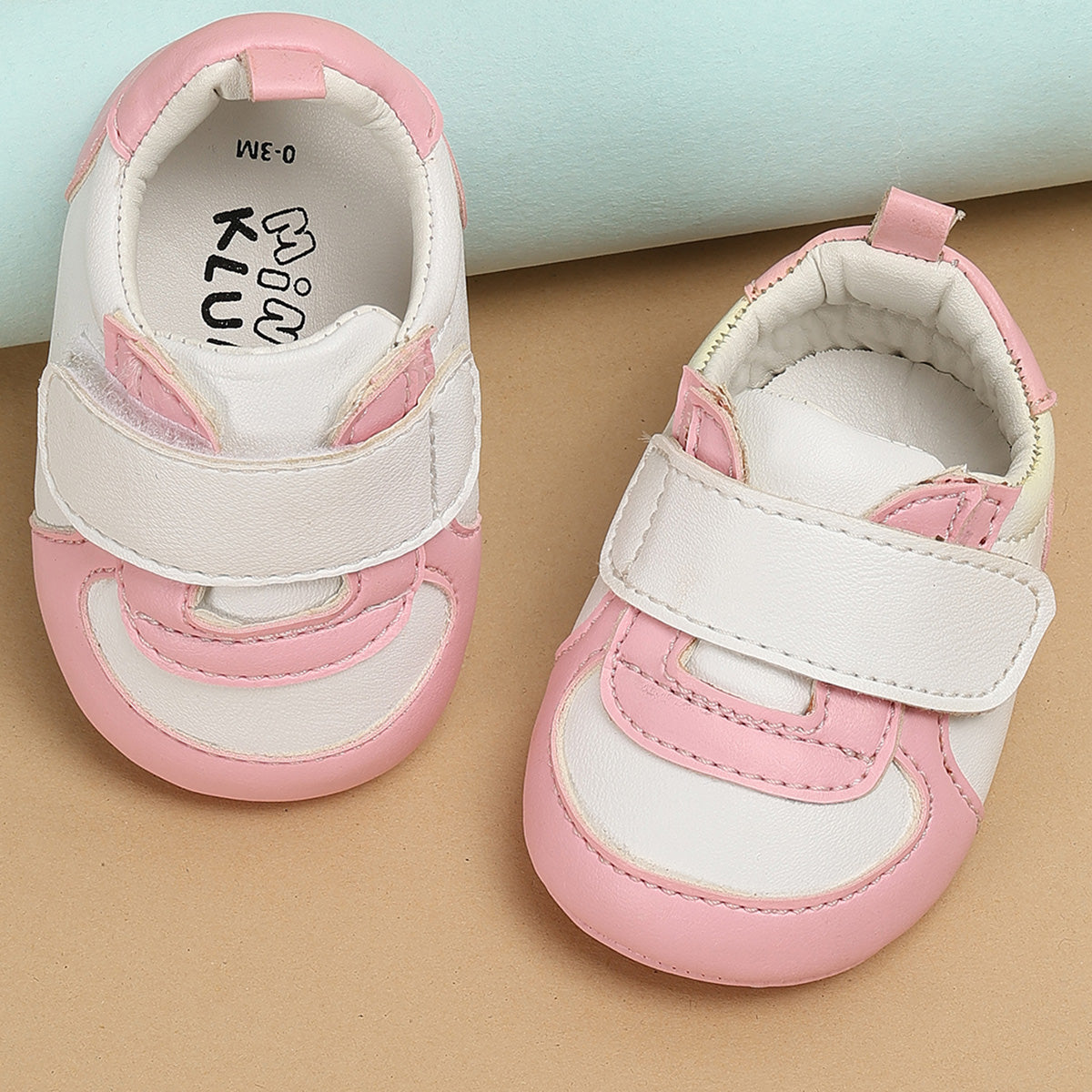 Baby Girls Colourblock Soft Sole Shoes, Pink and White