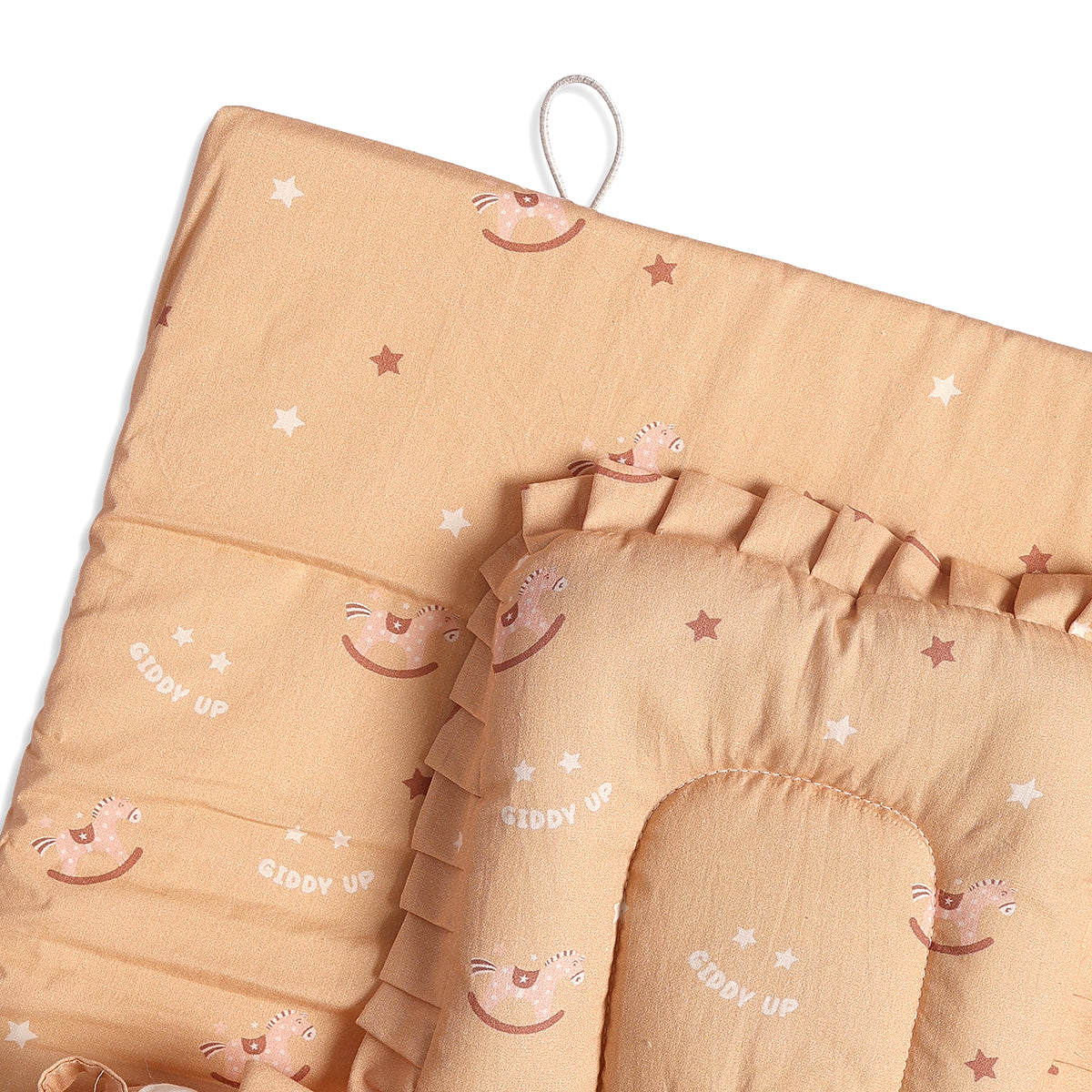 Baby Bedding Set With Pillow, Bolsters And Mattress, Peach