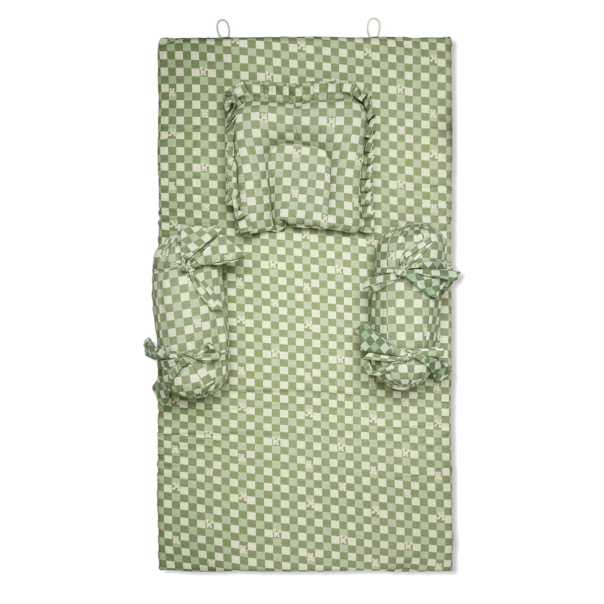 Baby Bedding Set With Pillow, Bolsters And Mattress, Green