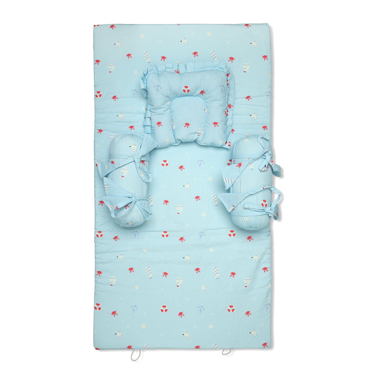 Baby Carry Nest With Mattress, Pillow And Bolsters, Blue