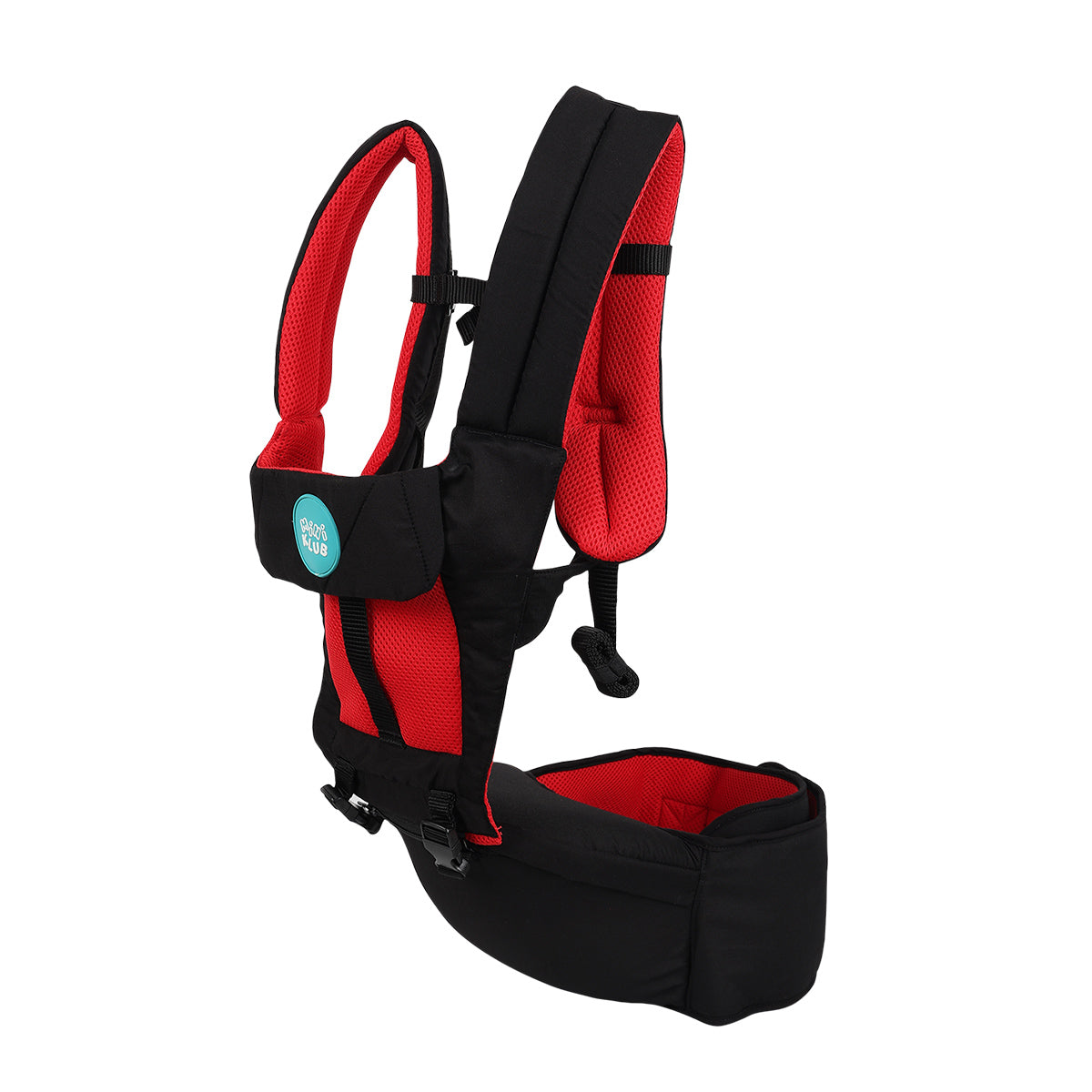 Baby Hip Seat Carrier with Safety Straps, Black and Red
