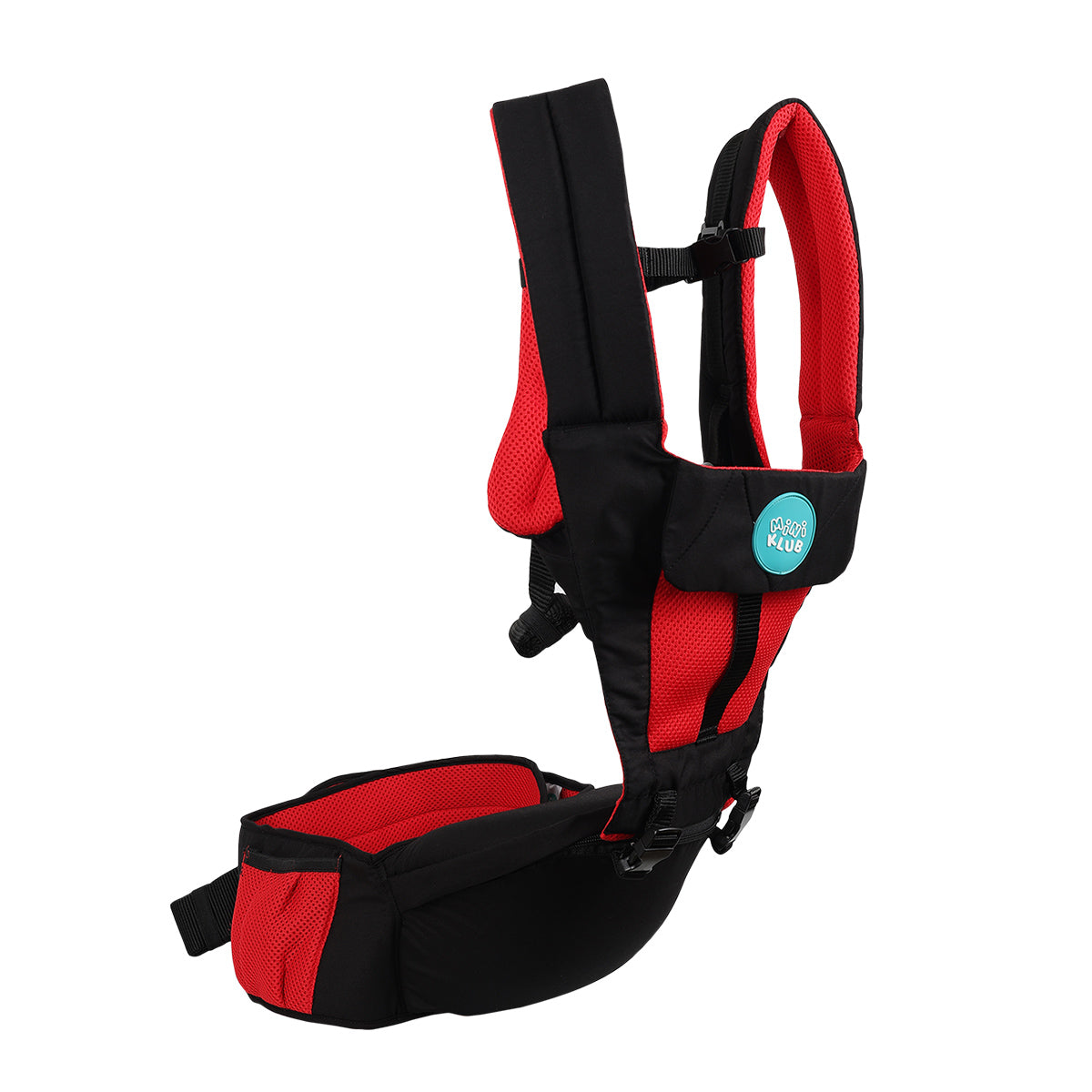 Baby Hip Seat Carrier with Safety Straps, Black and Red