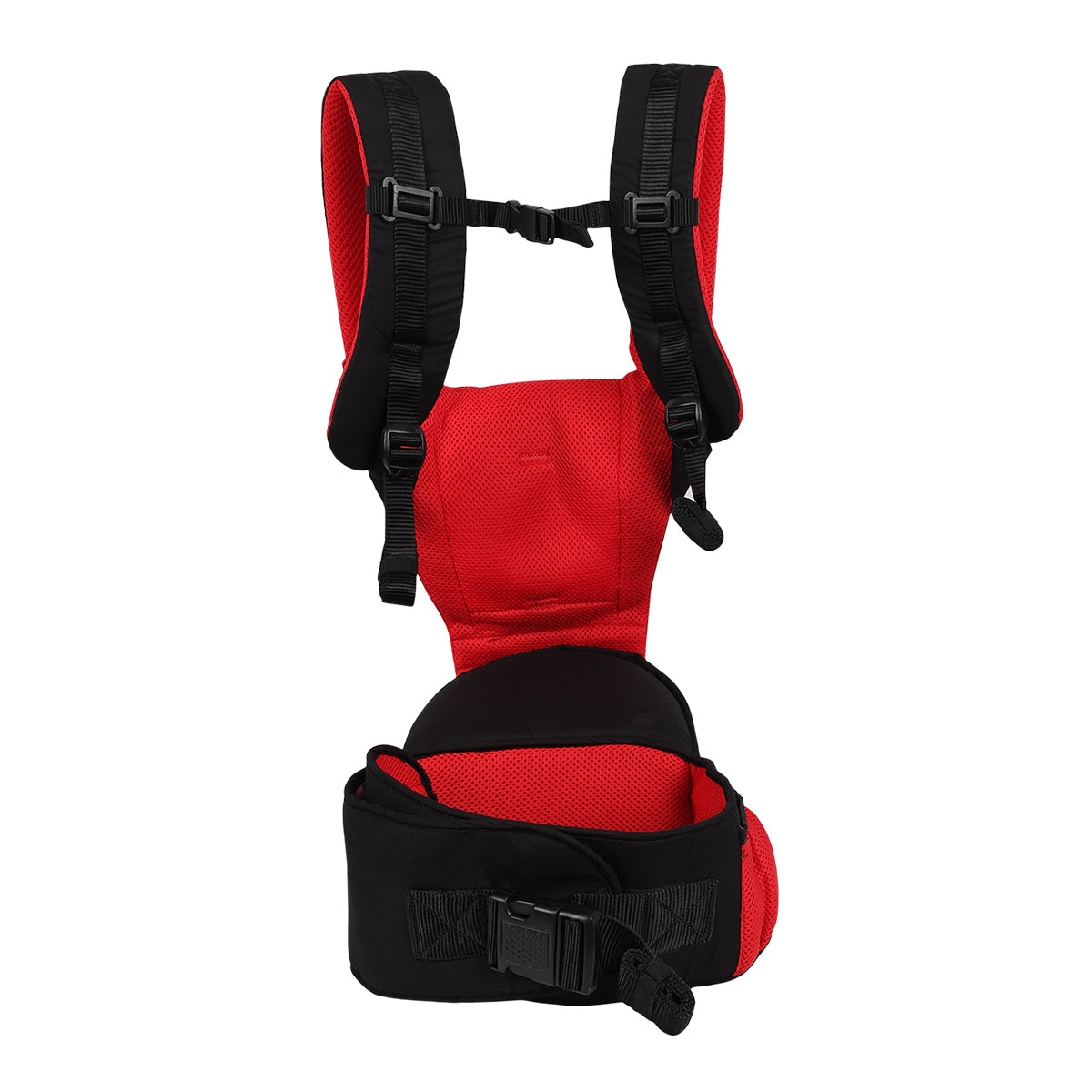 Baby Hip Seat Carrier with Safety Straps, Black and Red