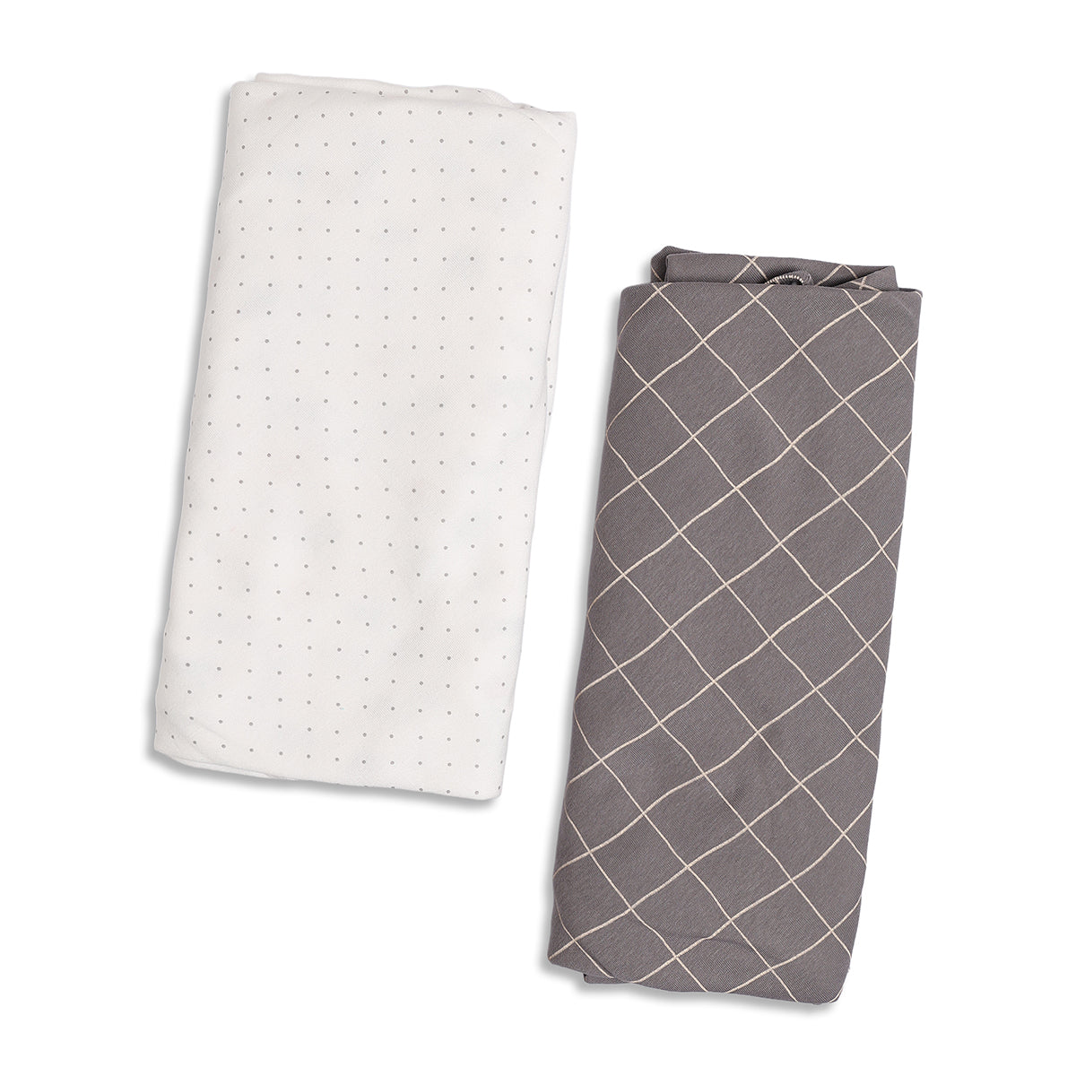 Baby Unisex White and Grey Printed Cotton Receiving Blanket Pack of 2 Regular Fit Baby Essentials