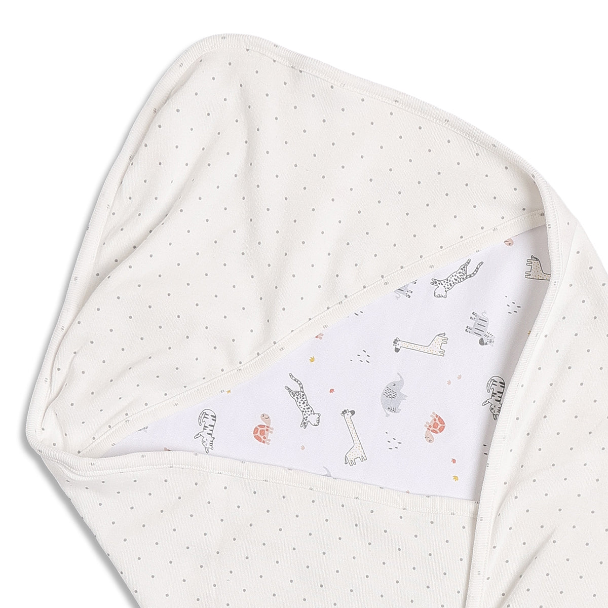 Baby Unisex White and Grey Printed Cotton Receiving Blanket Pack of 2 Regular Fit Baby Essentials