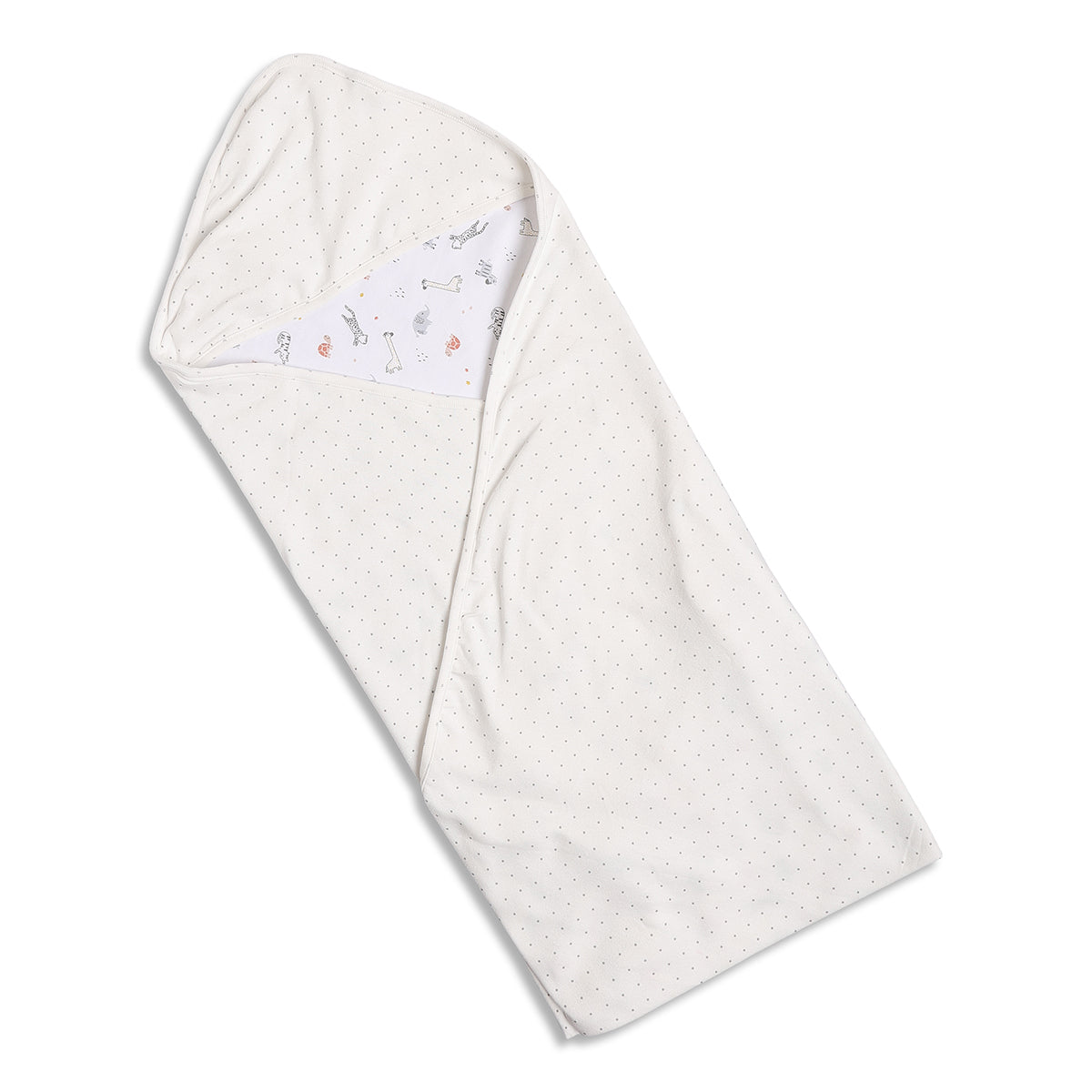 Baby Unisex White and Grey Printed Cotton Receiving Blanket Pack of 2 Regular Fit Baby Essentials