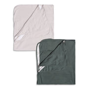 Baby Unisex Beige and Dark Grey Printed Receiving Blanket Pack of 2 Regular Fit Baby Essentials