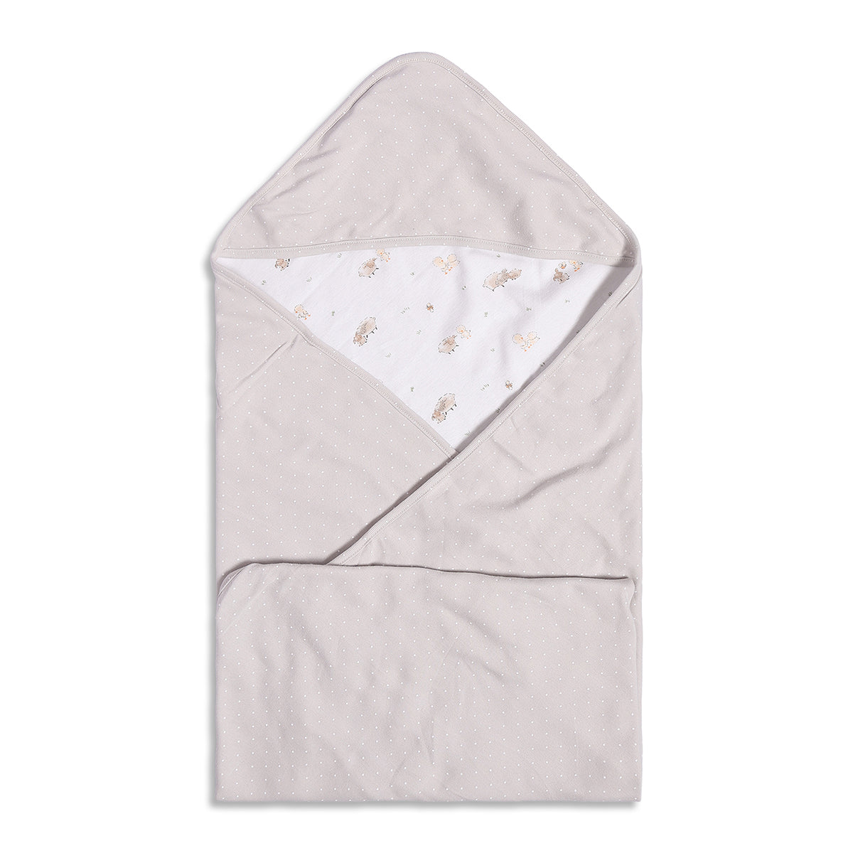 Baby Unisex Beige and Dark Grey Printed Receiving Blanket Pack of 2 Regular Fit Baby Essentials