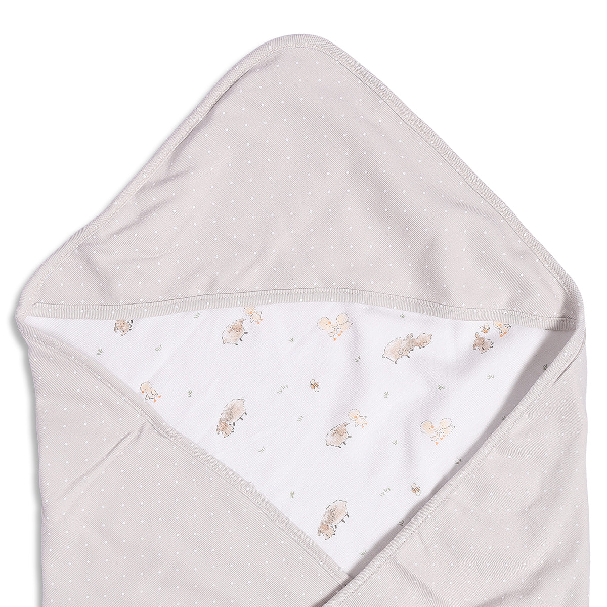 Baby Unisex Beige and Dark Grey Printed Receiving Blanket Pack of 2 Regular Fit Baby Essentials