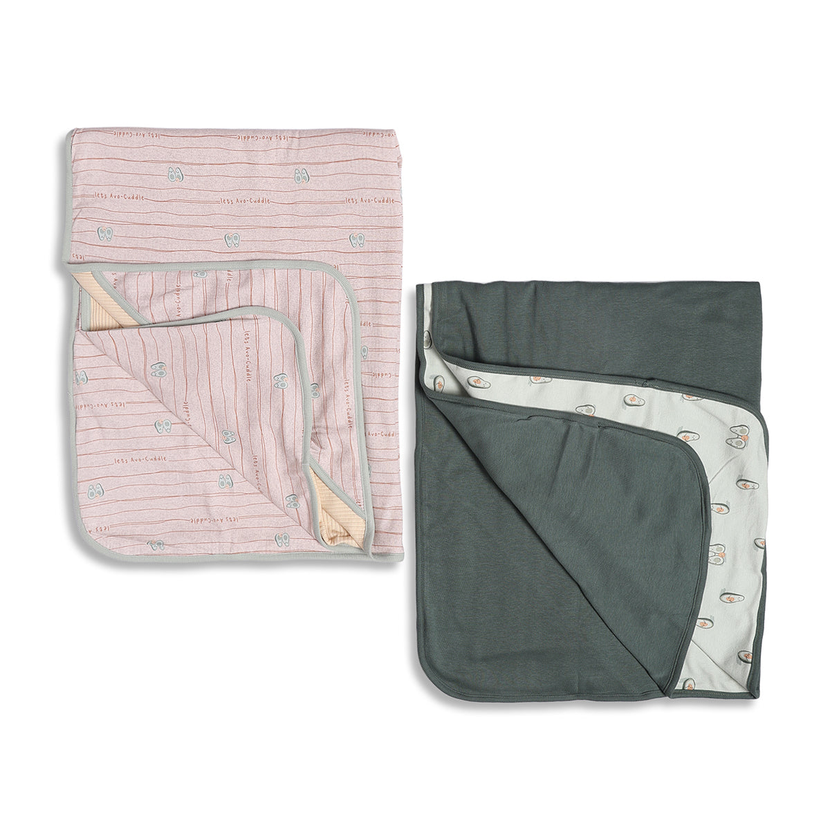 Baby Unisex Pink and Dark Grey Printed Receiving Blanket Pack of 2 Regular Fit Baby Essentials