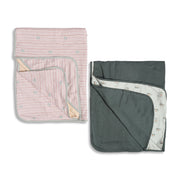 Baby Unisex Pink and Dark Grey Printed Receiving Blanket Pack of 2 Regular Fit Baby Essentials