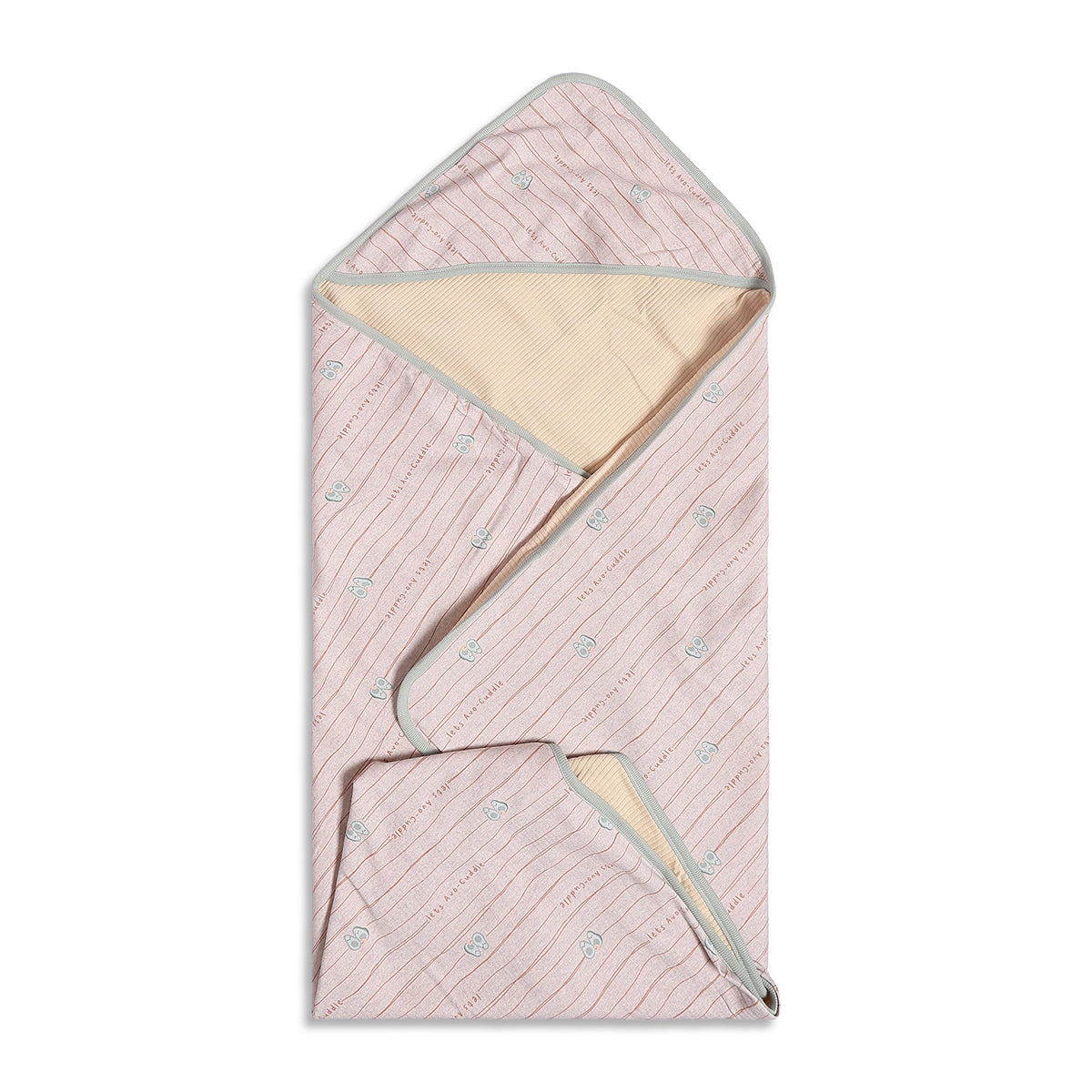 Baby Unisex Pink and Dark Grey Printed Receiving Blanket Pack of 2 Regular Fit Baby Essentials