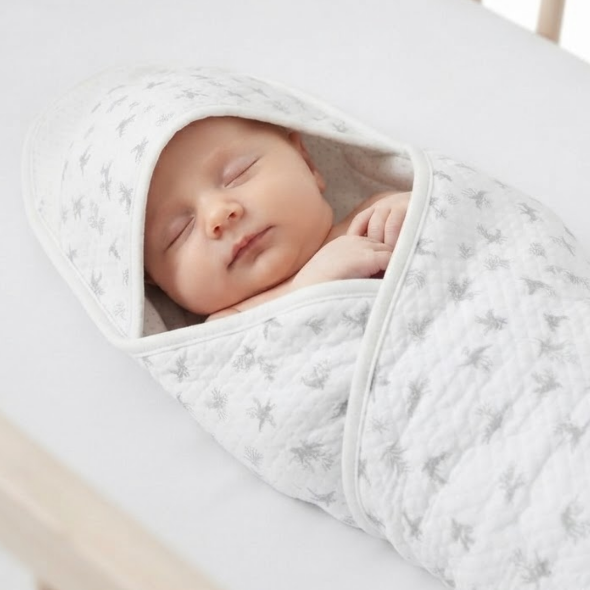 Baby White and Grey Cotton Waterproof Bed Protector Sheet Soft and Reusable