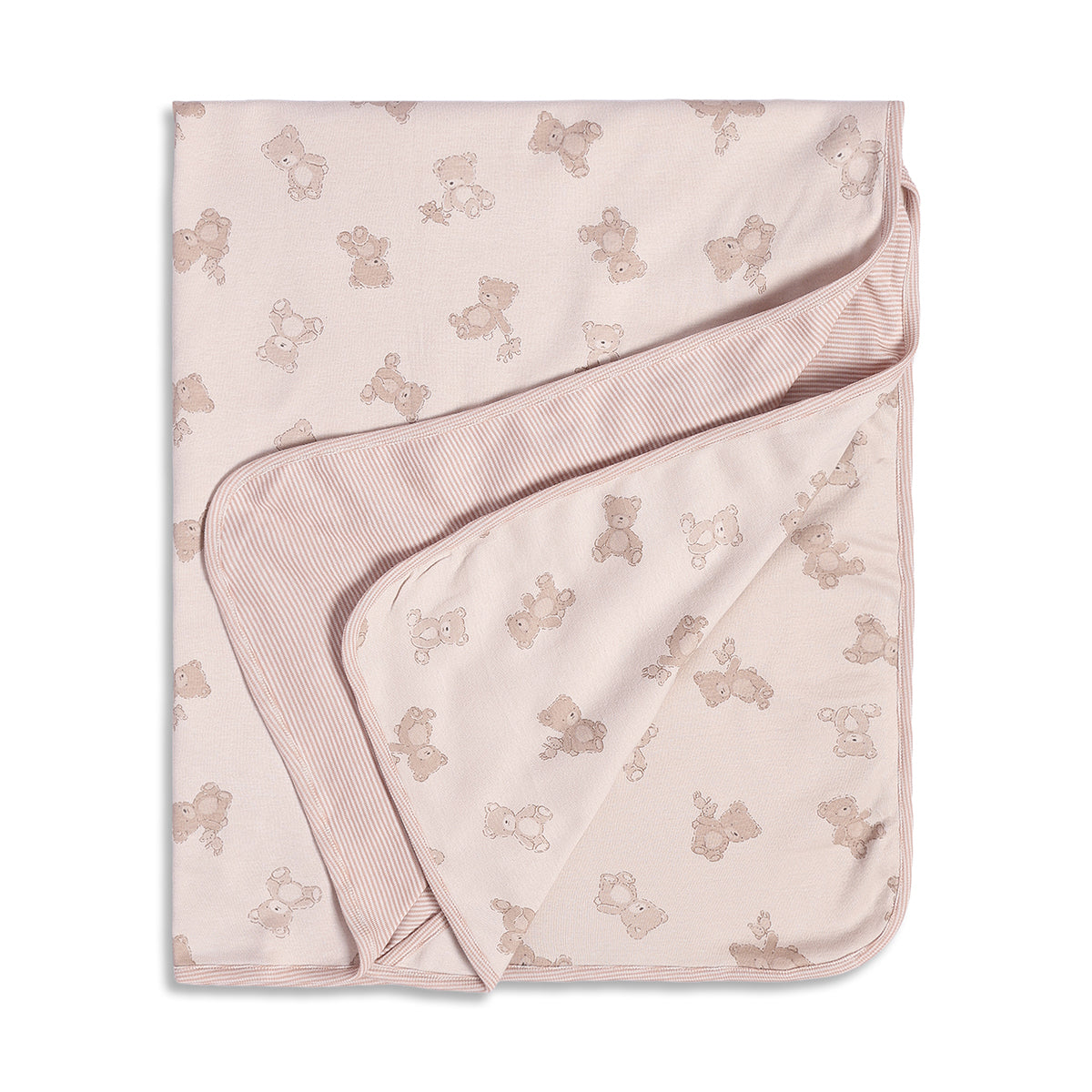 Baby Unisex Beige Teddy Printed Receiving Blanket Regular Fit Baby Essentials