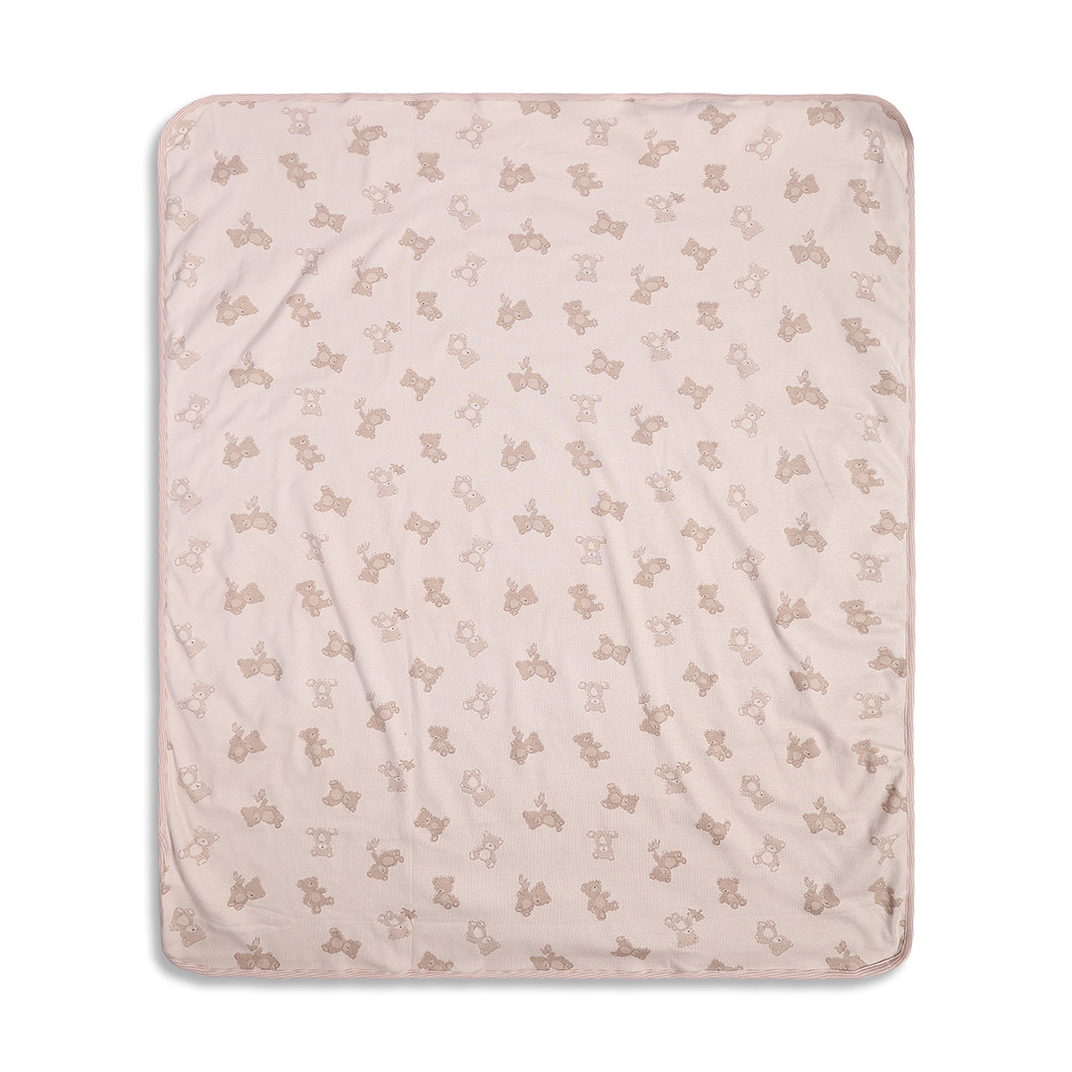 Baby Unisex Beige Teddy Printed Receiving Blanket Regular Fit Baby Essentials