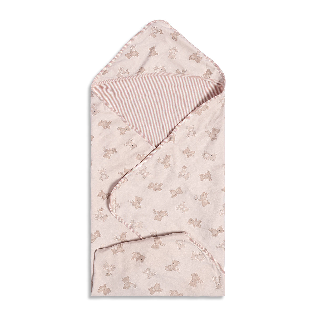 Baby Unisex Beige Teddy Printed Receiving Blanket Regular Fit Baby Essentials