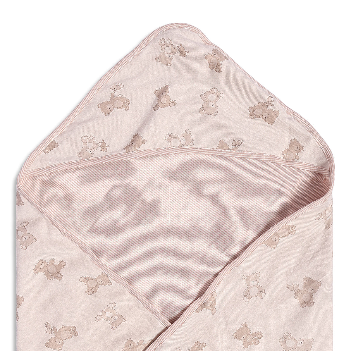 Baby Unisex Beige Teddy Printed Receiving Blanket Regular Fit Baby Essentials