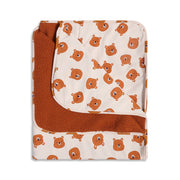 Baby Unisex Beige and Brown Teddy Printed Reversible Receiving Blanket Regular Fit Baby Essentials