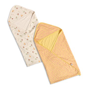 Baby Boys Animal Print And Striped Receiving Blanket Pack Of 2, Yellow And Off White