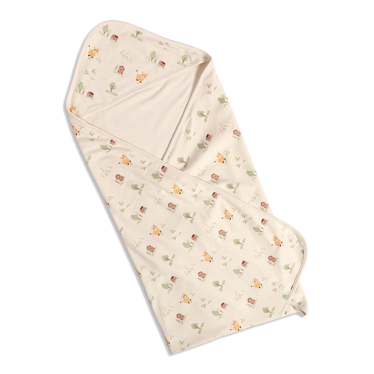 Baby Boys Animal Print And Striped Receiving Blanket Pack Of 2, Yellow And Off White