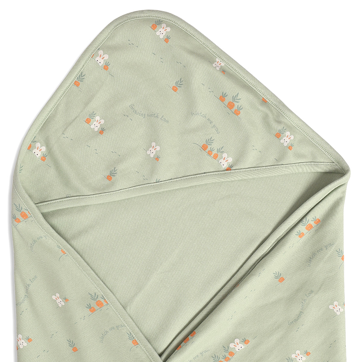 Baby Unisex Striped And Bunny Print Receiving Blanket Pack Of 2, Green And Off White