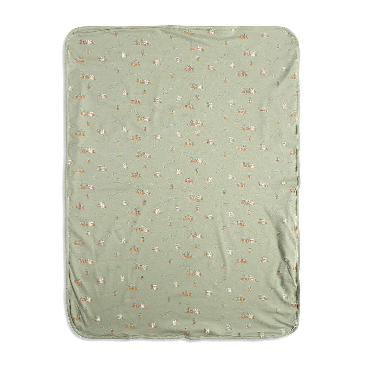 Baby Unisex Striped And Bunny Print Receiving Blanket Pack Of 2, Green And Off White