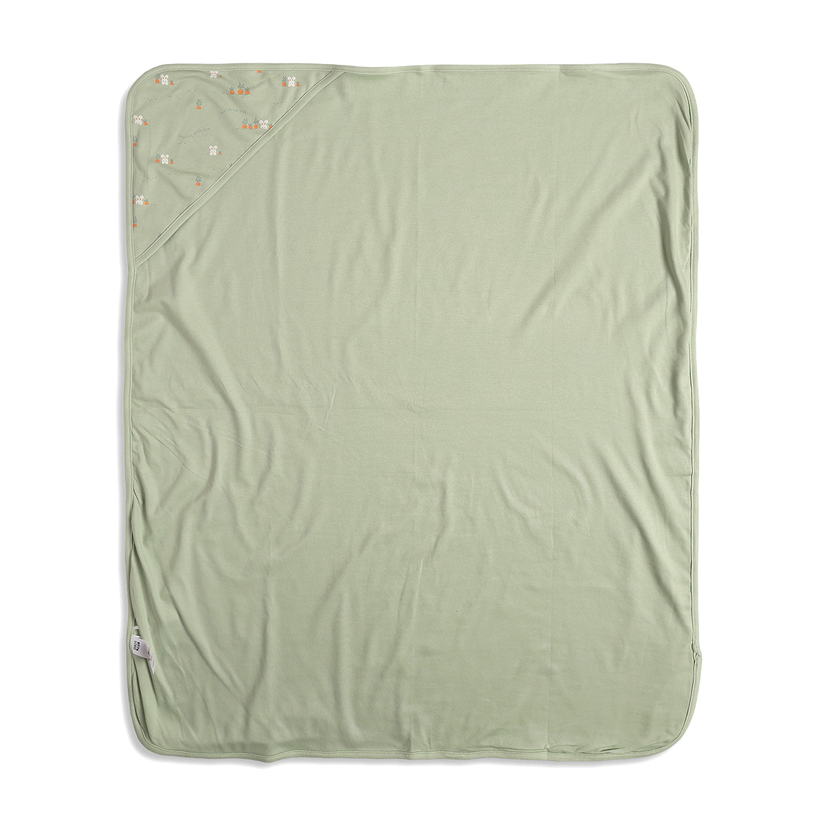Baby Unisex Striped And Bunny Print Receiving Blanket Pack Of 2, Green And Off White