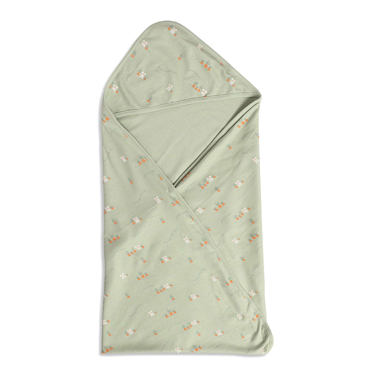Baby Unisex Striped And Bunny Print Receiving Blanket Pack Of 2, Green And Off White