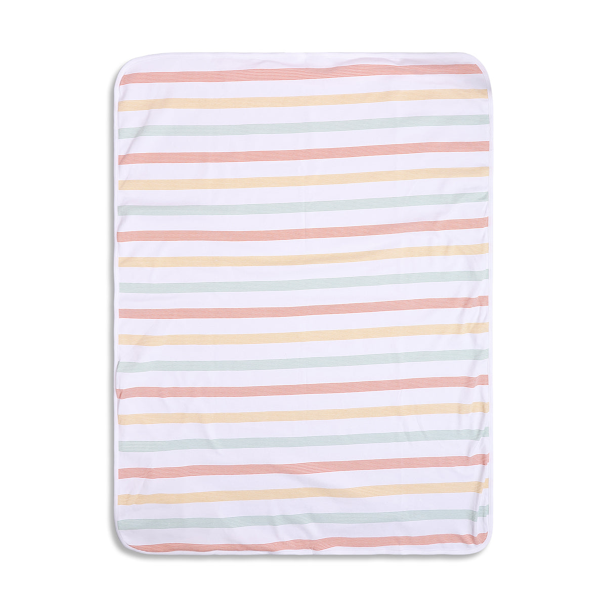 Baby Unisex Hooded Blanket Reversible Checkered And Stripe Print, Peach And White