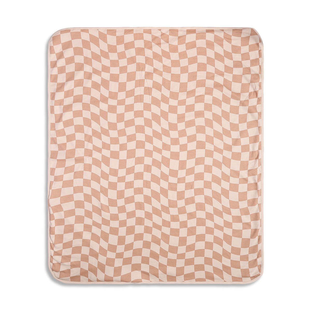 Baby Unisex Hooded Blanket Reversible Checkered And Stripe Print, Peach And White